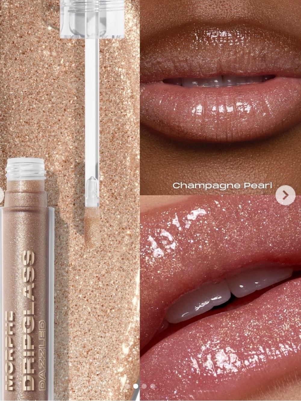 Morphe Dripglass Dazzled High Shimmer Lip Gloss Champagne Pearl